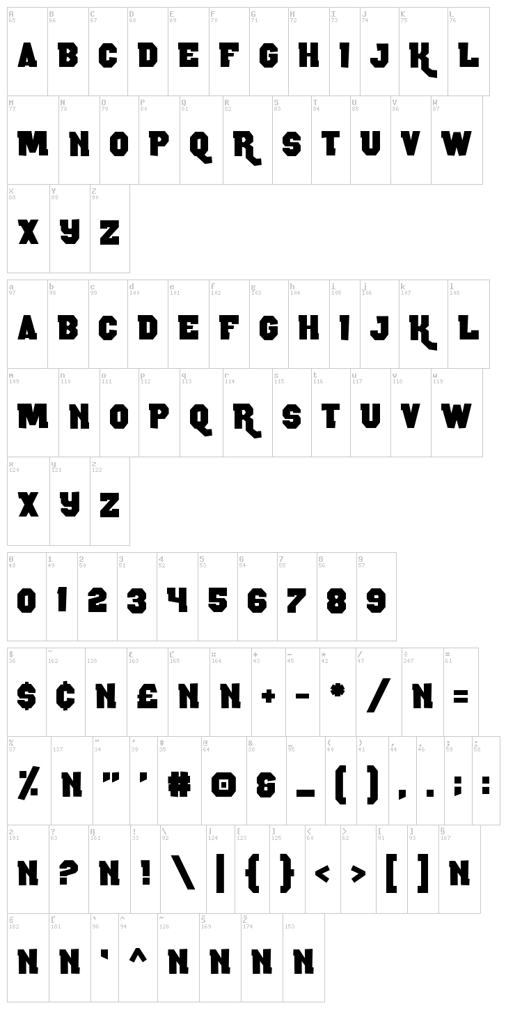 Rocky Road font map